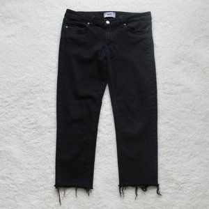Paige Skyline Skinny Raw Hem Cropped Black 30